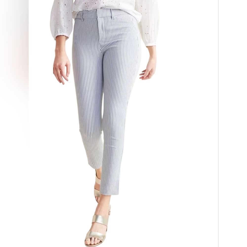 Old Navy Blue and White Striped Straight Leg Pants